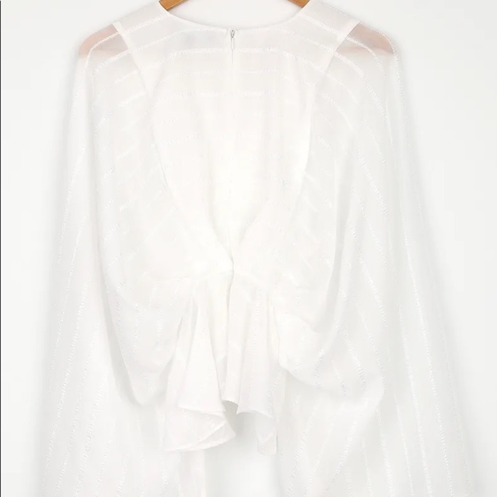NWOT White Striped Long Sleeve Top - Picture 9 of 10